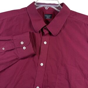 UNTUCKit Button Down Shirt Mens XXL Burgundy Micro Check Wrinkle Free Cotton